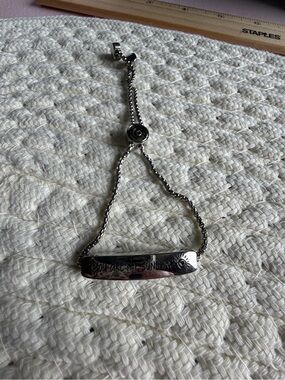 Silver Engraved Bar Adjustable Bracelet - You Are My Sunshine